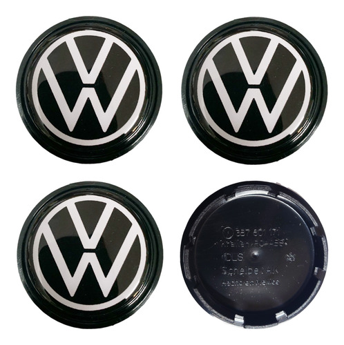 4 Centros Rin Vw Bora 2006-2010 Logo Negro Blanco 65mm