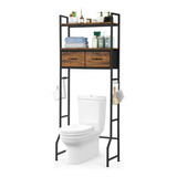 Mueble Sobre Inodoro Con Cajón De Tela Para Baño, Marrón