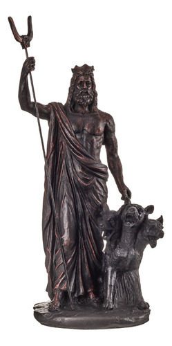 Estátua Do Deus Hades Com O Leal Cão Cérbero Em Resina