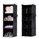 Organizador De Closet Colgante X 2 Pack, 4 Repisas, Negro