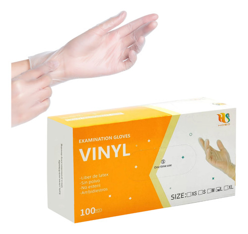 Guantes De Vinilo Caja 100 Unids Desechable Por Todo Talla 