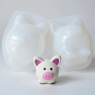 Molde Para Alcancia De Yeso Cerdito 11 Cm Sin Ranura Cerdito Blanco