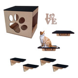 Playground Gato 7pçs Brinquedo Degrau Nicho + Brinde (p)