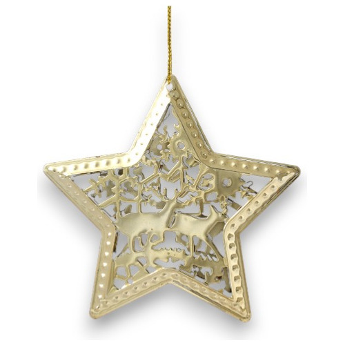 Estrella Adorno Colgante Metal Navidad Oro/plata 10cm