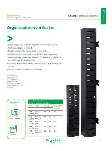 Organizador Para Rack Vertical 2,04 Mtrs Schneider Electric