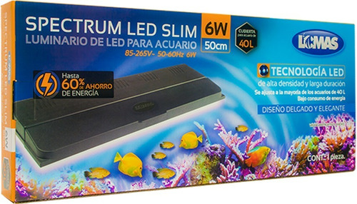 Lampara Led Rectangular Con Tapa Para Peceras (50x25cm)