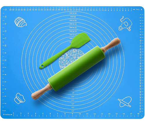 Non Stick Rolling Pin & Extra Large Silicone Baking Mat  25 