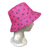 Gorro Sombrero Bucket Hat Rosa De Estrellas De Tela