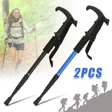 2 Pzs Bastones De Trekking Par Ajustable Aluminio 4 Tramos