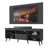 Rack Com Painel Tv 65  Retrô Flórida Up Multimóveis V1042 Cor Preto