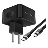 Carregador P/ iPhone 15 Turbo 40w Duplo Usb C Cabo Tipo C