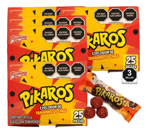 Pikaros Tamarindo Chile 125pz Ricolino Dulce Mexicano