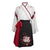 Vestido Japonés Kimono Conjunto Mujer Gato Cosplay