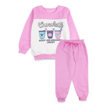 Conjunto Infantil Feminino Moletom Copo Coração Rosa 1902 - 