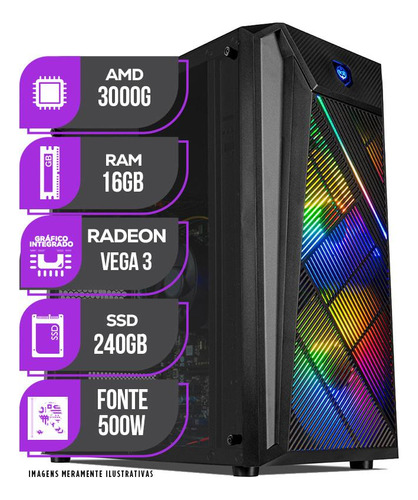 Pc Gamer Mancer, Amd 3000g, 16gb Ddr4, Ssd 240gb