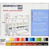 Nido Triple Desplazable Marinera Cruz Madera Maciza Blanca 