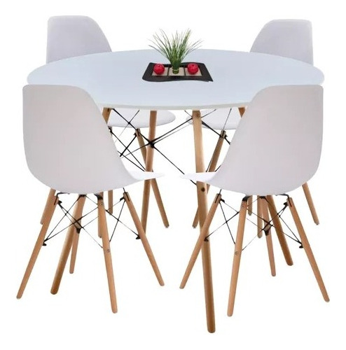 Juego De Comedor 4 Sillas Eames + Mesa Redonda Eames De 80cm