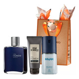 Kit Regalo Homem Perfume + Spray Corporal + Crema P/ Barbear