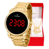 Relógio Champion Feminino Dourado Luxo + Pulseira Berloques