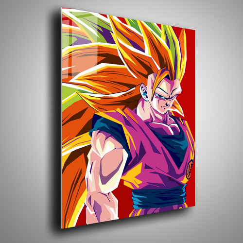 Cuadro Metalico Goku Ssj3 Colorido Anime 40x60cm