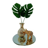 Kit Elefante Hindu + Vaso C/planta + Bandeja Espelhada 