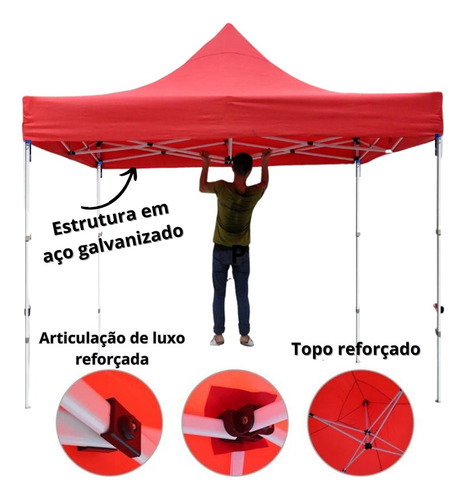 Tenda Gazebo 3x3 Sanfonada Em Aço Reforçado. Praia, Pesca.