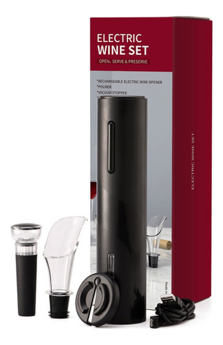 Kit De Vino Sacacorcho Electrico Usb Decantador Tapón