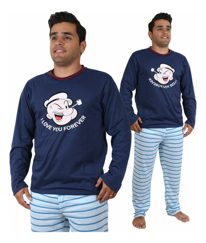 Pijama Longo Masculino Frio Blusa E Calça Comprida Inverno