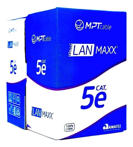 Caixa De Cabo Rede Utp Cat5e Mpt   100%cobre 305mt (azul)