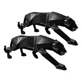 Kit 2 Pantera Negra Escultura Decoração Estatua Leopardo