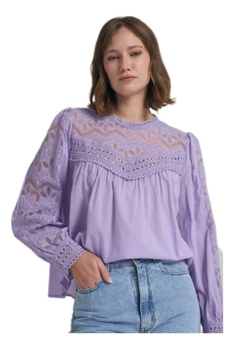 Camisa Blusa Calada Encaje Con Puntillas Nueva Temporada