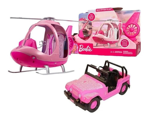 Barbie Helicoptero + Jeep Para Muñecas Original Lelab