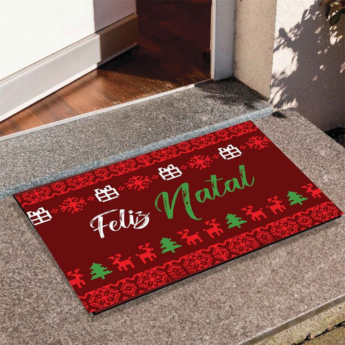 1 Capacho Natal Frase Feliz Natal Tapete Decorativo 