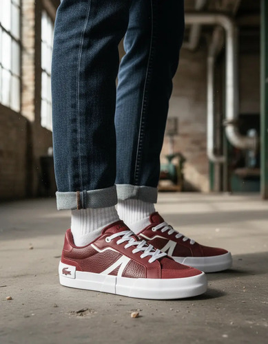 Tenis Lacoste De Piel L004 Tinto De Mujer Casual Cómodo Ligero Uso Diario Moda Original