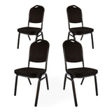 Set De 4 Sillas Fiesta Comedor Modernas Minimalistas Cocina Estructura De La Silla Negro Asiento Negro Diseño De La Tela Puntos