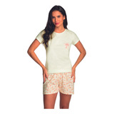 Pijama Lupo 100% Algodão Estampado Short Doll Flores Campo