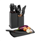 Conjunto 19 Peças Utensílios  Cozinha Silicone Jogo  Preto