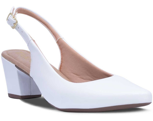 Sapato Scarpin Feminino Chanell Salto Grosso Baixo Bico Fino