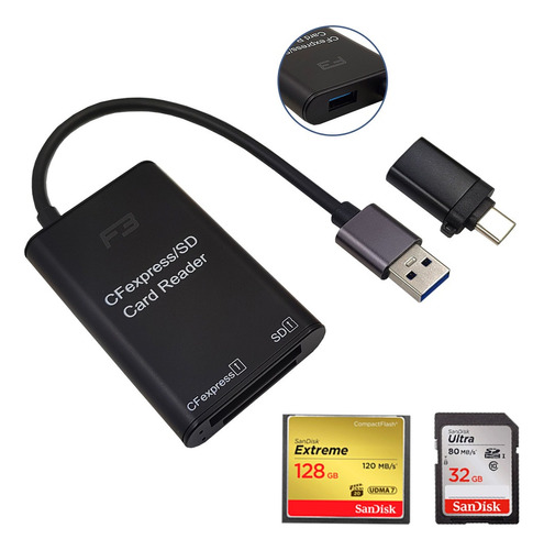 Adaptador Type-c/usb3.0 Para Leitor D Cartão Cfexpress/sd F3