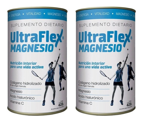 Suplemento Ultraflex Magnesio Naranja Lata De 420g Pack X 2u