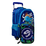 Mochila Con Carro Dinosaurio + Cartuchera Combo Liquidacion