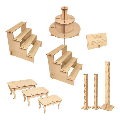Kit Mesa De Dulces Candybar En Mdf Muebles Para Cupcakes P3 Color Mdf Natural | MercadoLibre