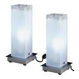 Pack X 2 Velador Vidrio Acero Moderno Apto Led Luz Desing