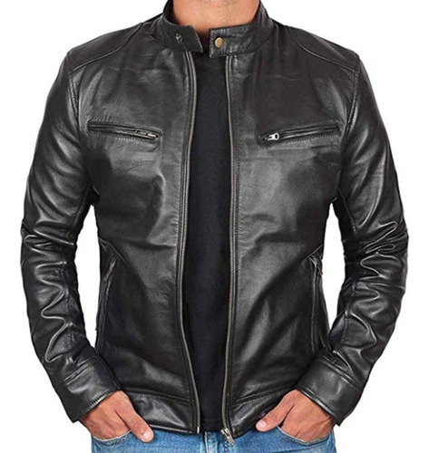 Jaqueta Couro Masculina Forrada Motoqueiro Caramelo Elegante