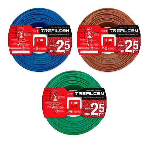 Cable Unipolar 2.5mm Trefilcon Pack X 3 Rollos De 100 Mts