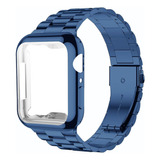 Malla Metalica Azul Y Funda P/apple Watch S 6-5-4 40mm