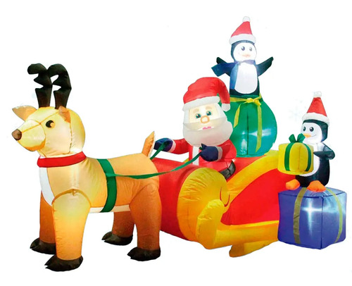 Inflable Navideño Santa Claus Pinguinos Trineo 1.8m Ml9163 | Meses sin interés