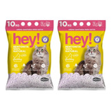 Pack 2 Arenas Aglutinante P/ Gatos 10kg Control Olores Hey! 