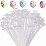 200pcs Porta Globos Blancos De 40 Cm Y Popote Copas+5 Globos