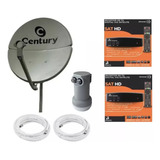 Kit Nova Antena Parabólica Ku 60cm Century 2 Receptores 5g